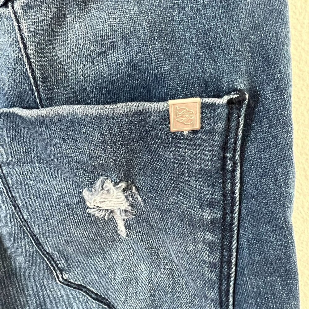 Bebe Strapless Denim Jumpsuit Blue Jean 90s Style One Piece Size 27 - Picture 4 of 8